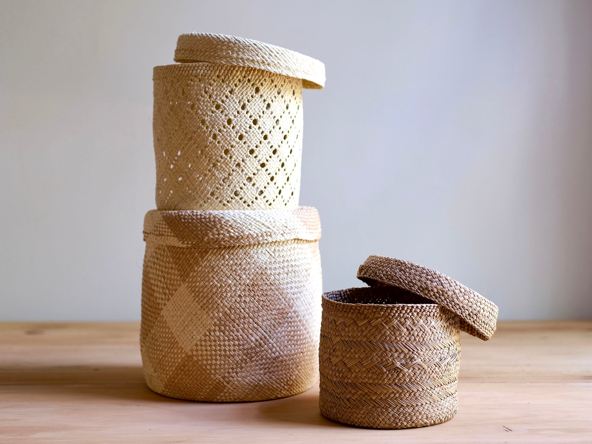 Braided Wicker Basket Trio