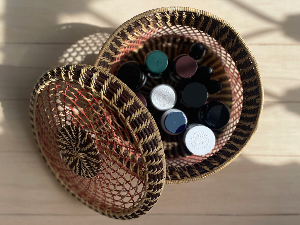 rattan storage basket with lid