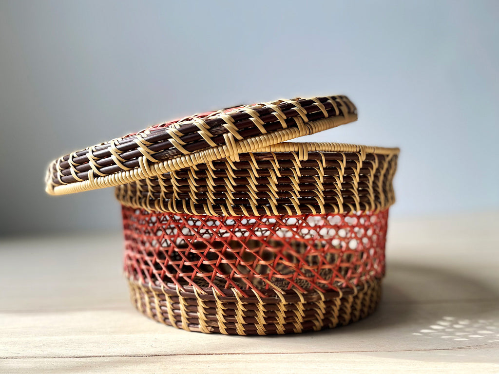 handwoven basket with lid