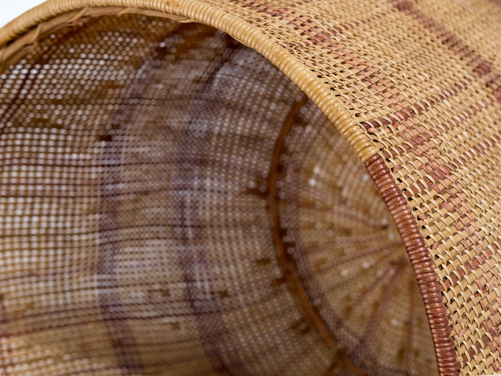 Close-up of a woven basket with a textured surface
