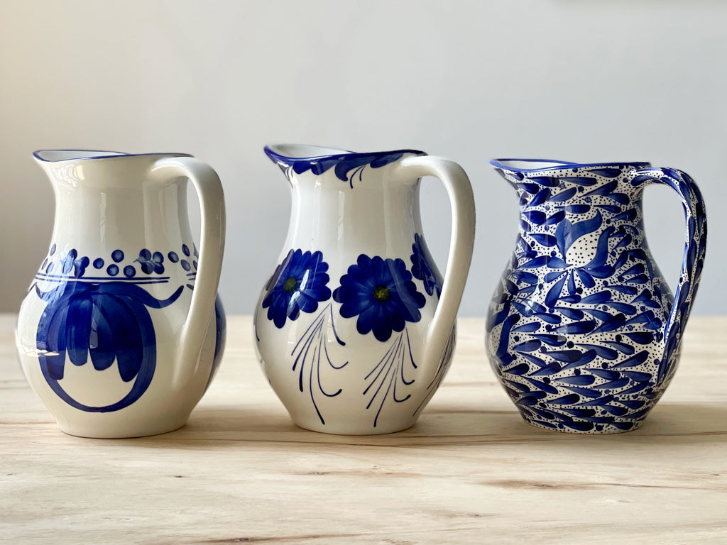 blue ceramic jug